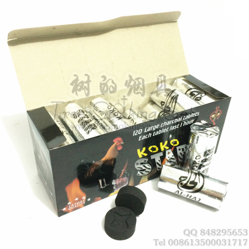 公鸡牌KOKO STAR 直径35毫米阿拉伯水烟炭四星炭 120片盒装